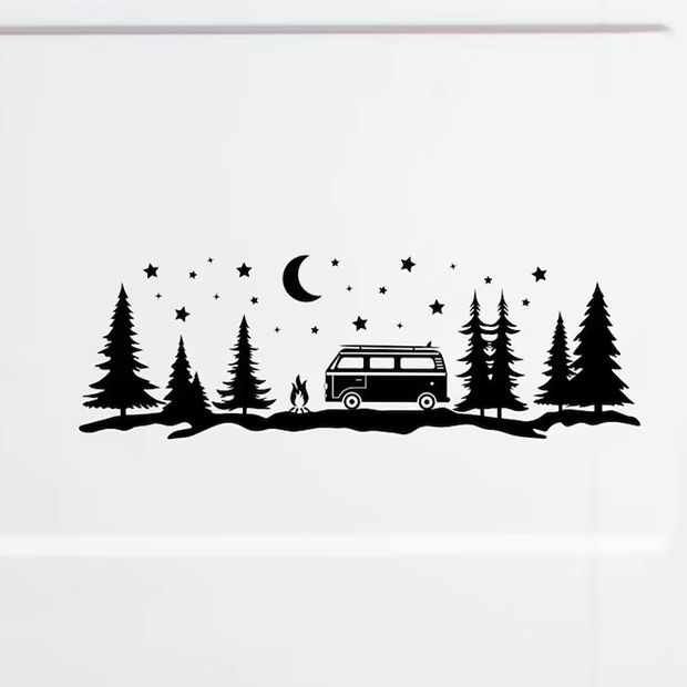 Outdoor Adventure Words - 冒険森林シーンカーステッカー RV キャンピングカー車トラック装飾屋外ステッカーアクセサリー防水ビニールデカール
