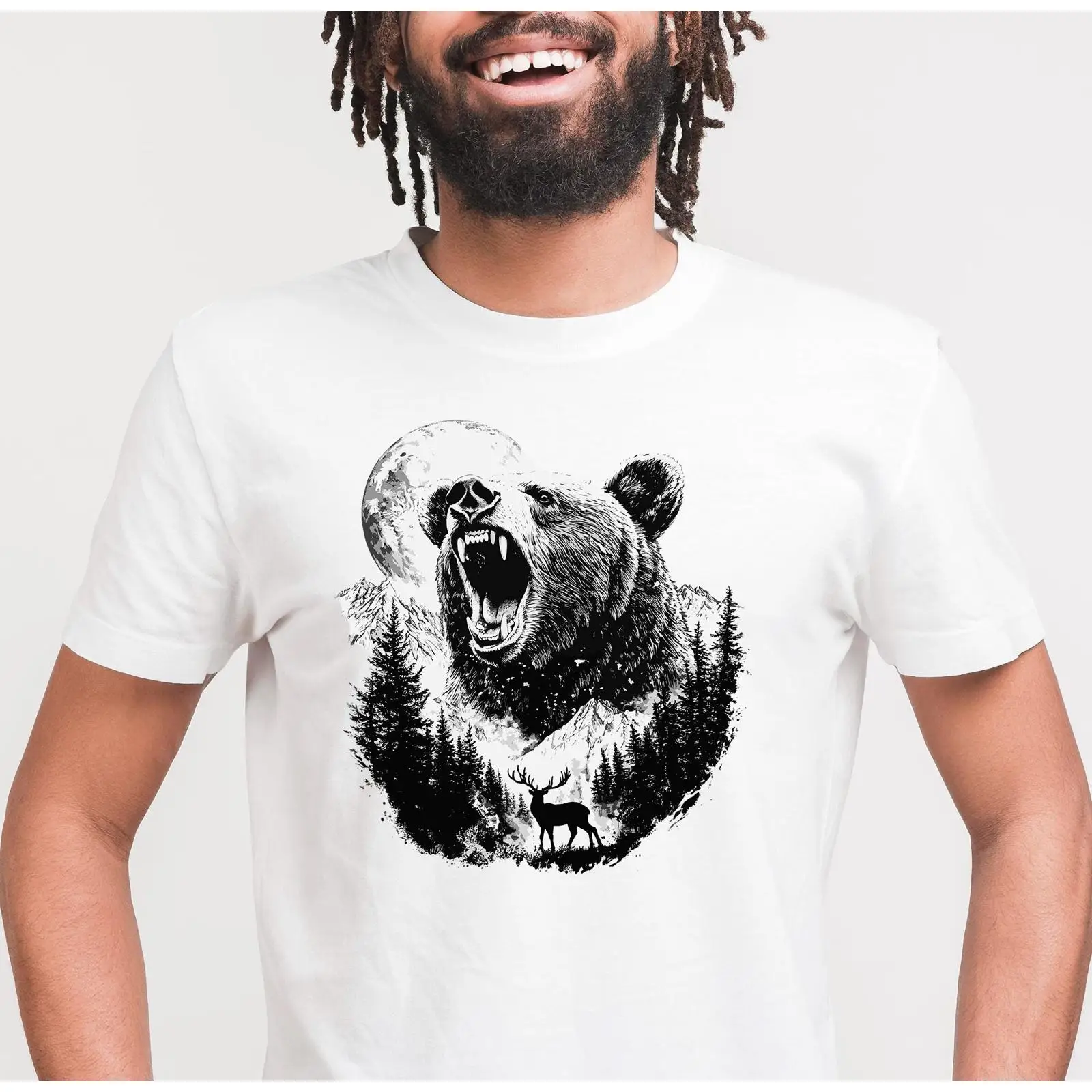 Outdoor Adventure Enthusiast - ワイルドネスベアーディア Tシャツ ナチュラルアドベンチャー アウトドア愛好家向け ヴィンテージウォッシュ やや柔らかな手触り