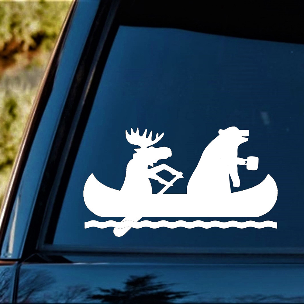 Outdoor Adventure Words - ヘラジカクマカヌーキャンプ防水ビニールステッカーデカール車の窓用アウトドアアドベンチャー装飾アクセサリー