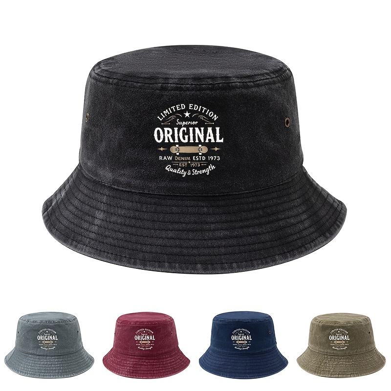トレンディなユニセックスバケットハット、プリント文字入り、素 - Outdoor Adventure Brands のレビューと価格