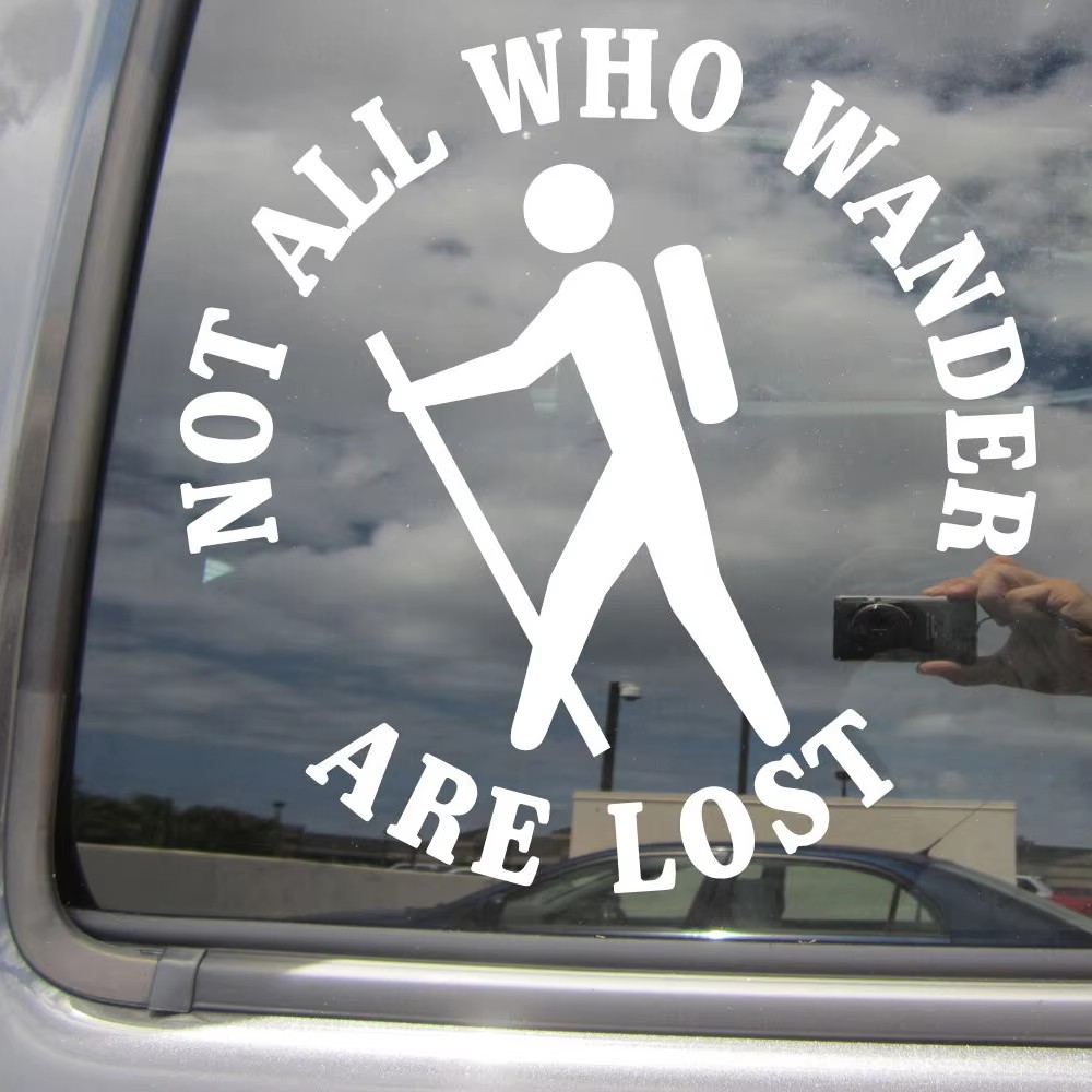 ハイキング愛好家向けビニールステッカー「Not All Wa - Outdoor Adventure Words のレビューと価格
