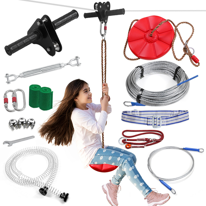 子供用ジップラインキット、ディスクスイングシート付き、裏庭遊 - Outdoor Adventure Zipline のレビューと価格